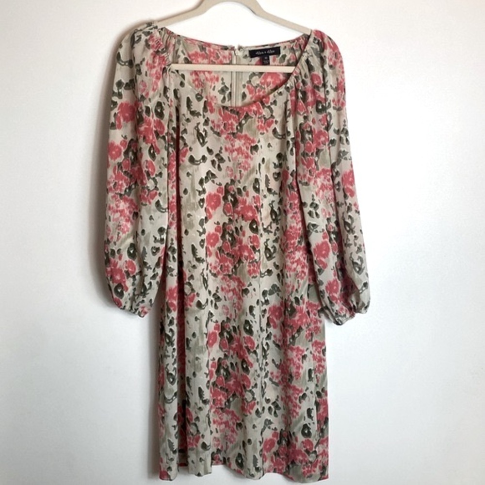 ALEX + ALEX Women's Sheer Long Sleeve Floral Abstract Off Shoulder Dress Size 10